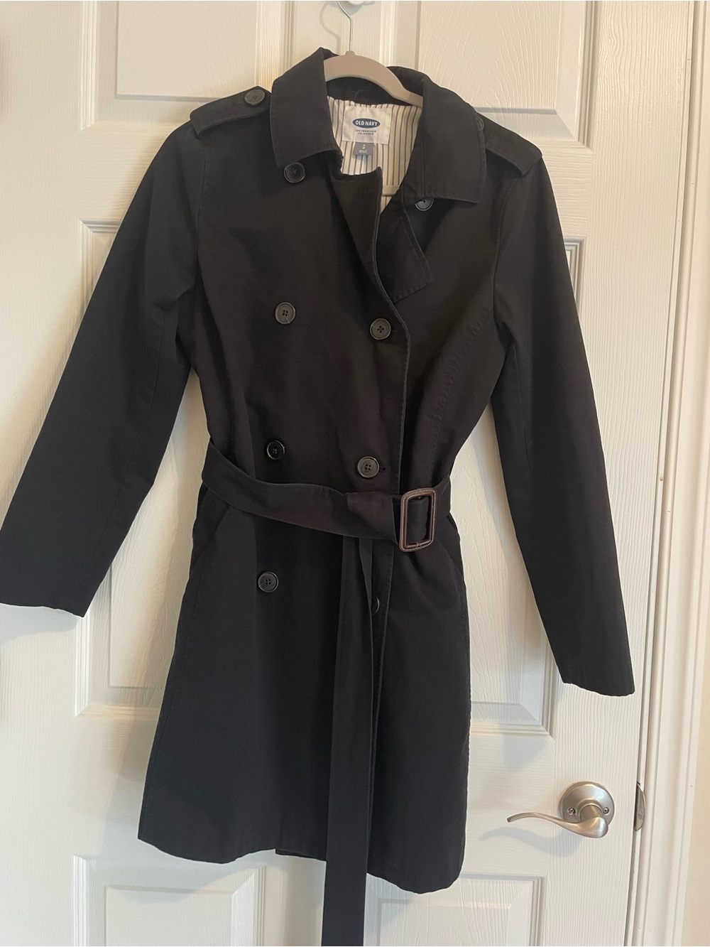 Old Navy Women’s Small Classic Double Breasted Trench Coat Belt Quiet Luxury